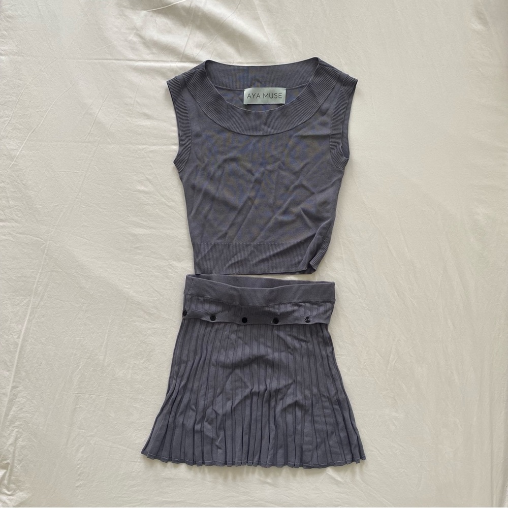 NWT AYA MUSE onyx set (skirt and top) in slate blue